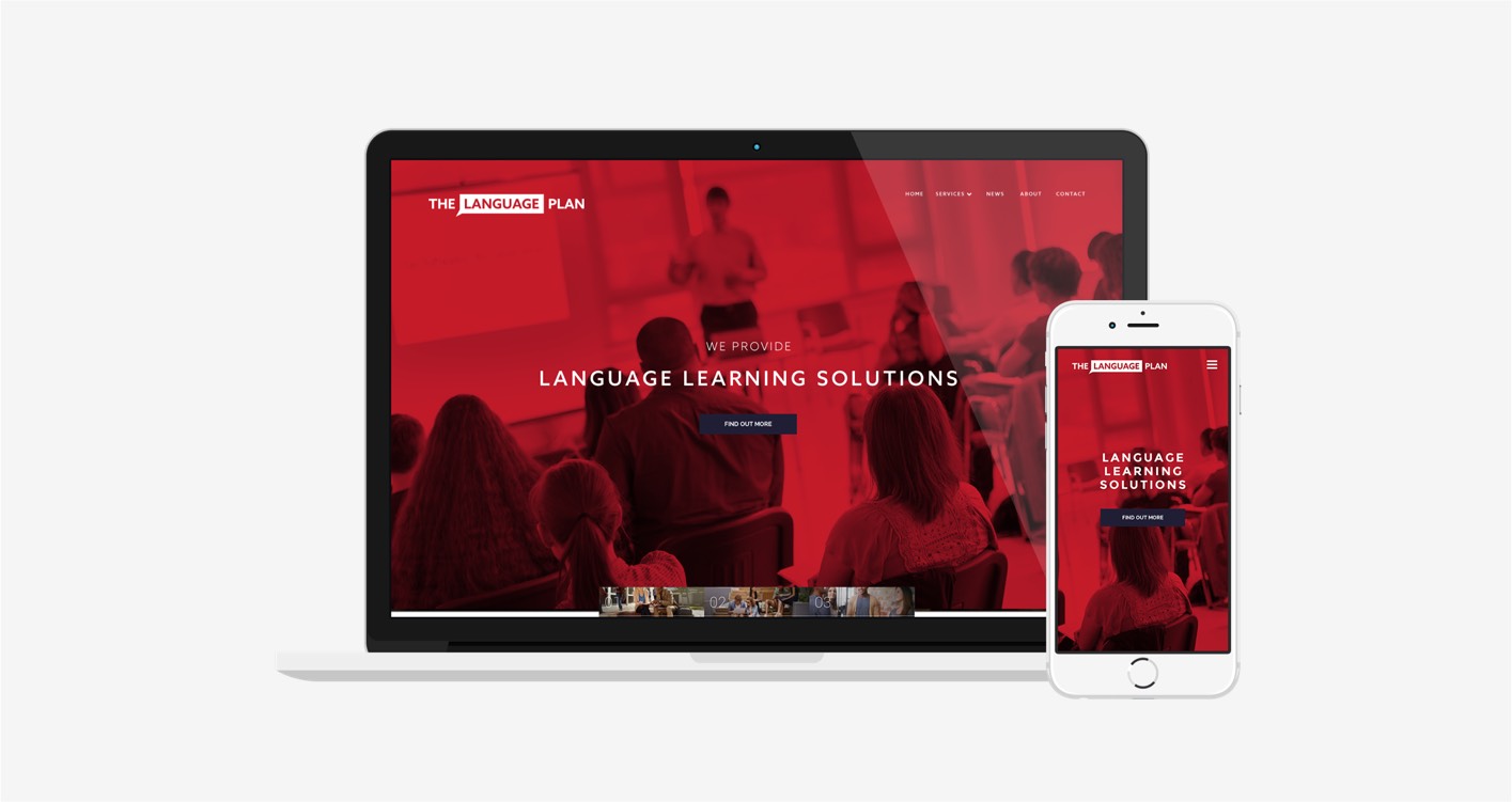 Visual of language plan website and responsive on Macbook and iPhone