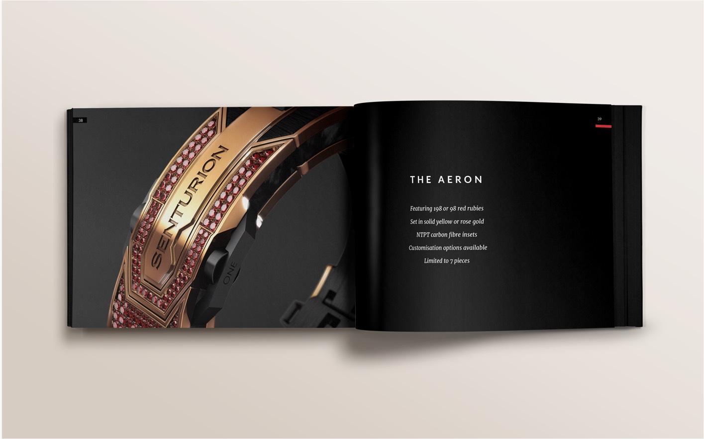 Mockup of Senturion print brochure open