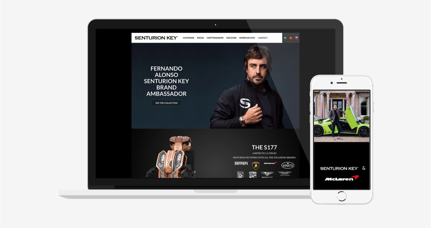 Visual of Macbook and iPhone Senturion website screen and responsive