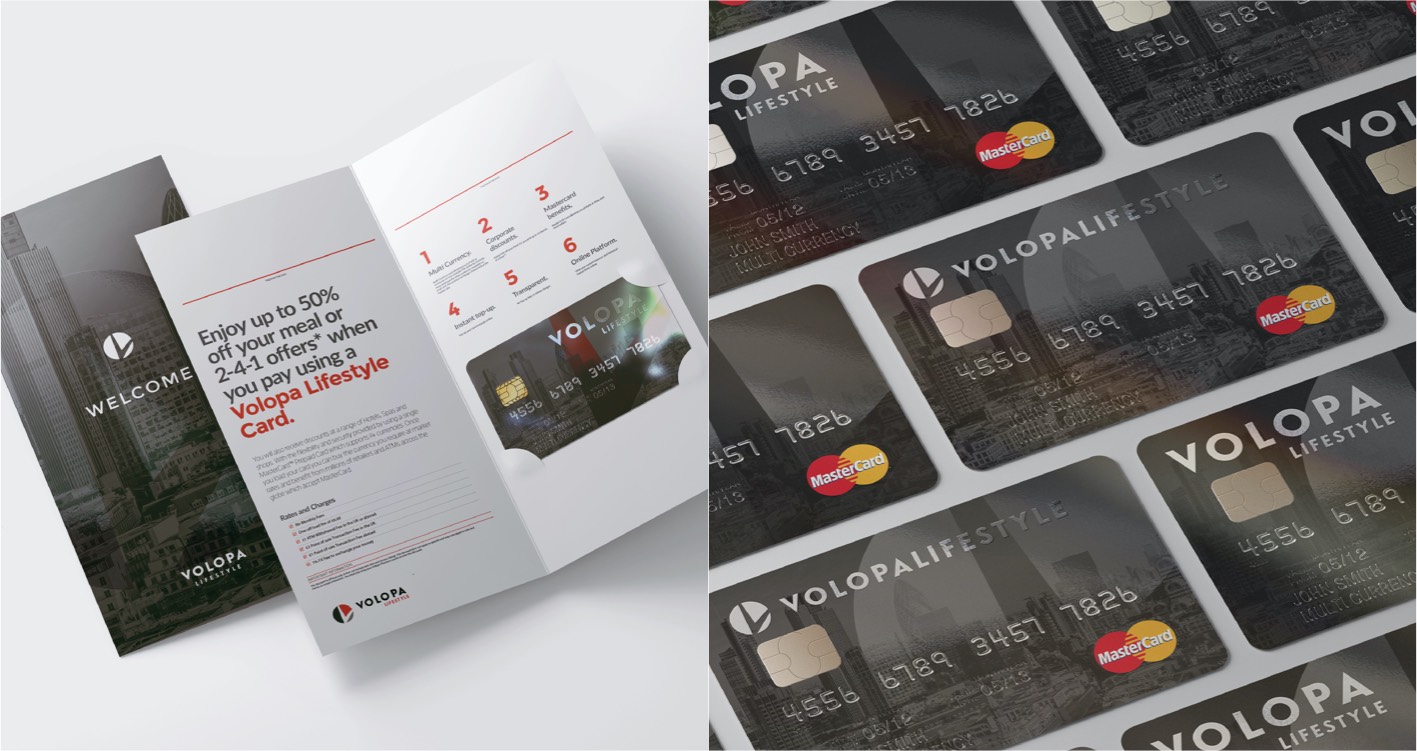 Visual of welcome pack design alternative option with slot of card and iso mockup of card designs